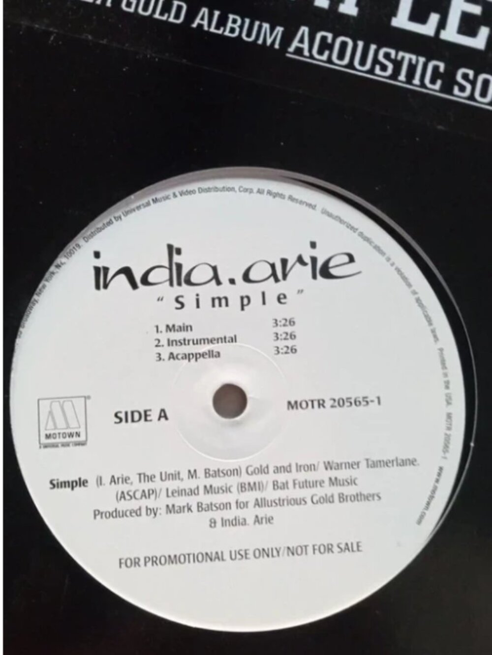 Never Played Share India.Arie, Simple, Promo Never Played vinyl Record dead stoc